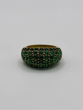 Heidi Daus Gold-Tone Emerald Green Crystal Dome Statement Ring Size 6